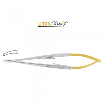 UltraGripX™ TC Castroviejo Micro Needle Holder Curved - Smooth Jaws - With Lock Stainless Steel, 14.5 cm - 5 3/4"